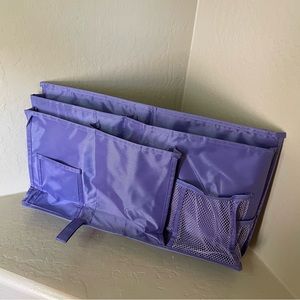 Hanging Bedside Caddy with 7 pockets & 3 large Velcro straps. Purple. Like new!